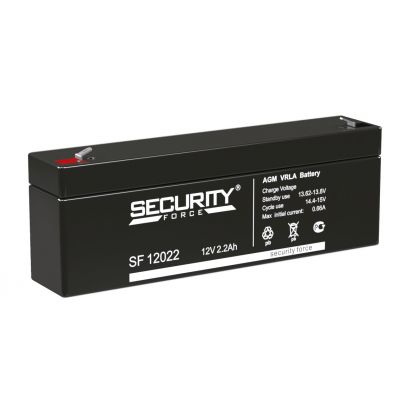 Аккумулятор для ИБП Security Force SF, 60х35х178 мм (ВхШхГ) 12 V 2,2 Ач, цвет: чёрный, (SF 12022)