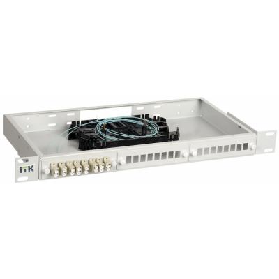 Кросс-панель ITK, 1HU, портов: 24 SC/UPC (Simplex) OM4, установлено адаптеров: 4невыдвижная, прямая, цвет: серый