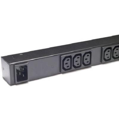 Блок розеток Eurolan, IEC 320 C13 х 8, вход IEC 320 C14, 44мм 16А, выключатель, чёрный, кронштейн в комплекте