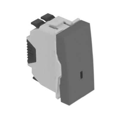 Проходной выключатель Efapel QUADRO 45, одноклавишный, с индикацией, 10А, 45х22,5 мм (ВхШ), цвет: алюминий, 1 модуль (45076 SAL)