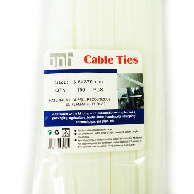 Стяжка кабельная BNH, неоткрывающаяся, 3,6 мм Ш, 370 мм Д, 100 шт, материал: нейлон, цвет: белый