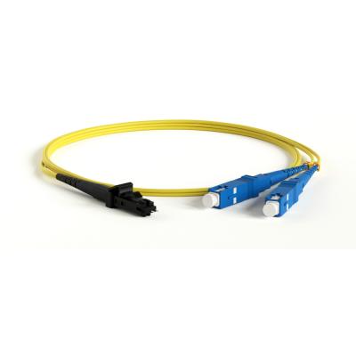 Комм. шнур оптический Hyperline, Duplex SC/MTRJM (UPC), OS2 9/125, LSZH, 3м, Ø 2мм, синий хвостовик, цвет: жёлтый