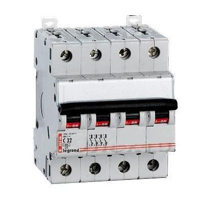 Автоматический выключатель Legrand DX3, 4 модуль, C класс, 4P, 32А, 16кА, (LEG.409339)