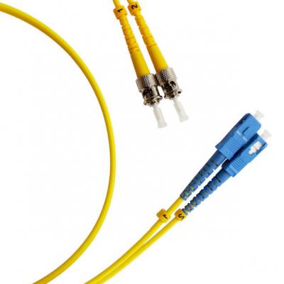 Комм. шнур оптический Hyperline, Duplex ST/SC (UPC), OS2 9/125, LSZH, 5м, Ø 2мм, синий хвостовик, цвет: жёлтый
