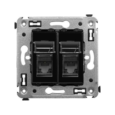 Розетка компьютерная DKC Avanti, 2x RJ45, кат. 6, 2 модуля, упаковка: 1 шт, цвет: чёрный квадрат, (DKC.4402294)