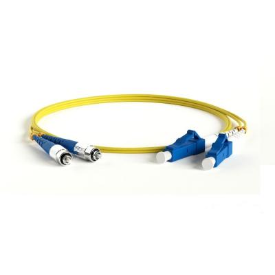 Комм. шнур оптический Lanmaster, Duplex ST/FC (UPC), OS2 9/125, LSZH, 10м, синий хвостовик, цвет: жёлтый