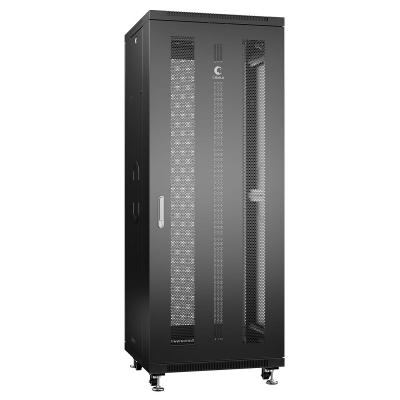 Шкаф серверный напольный Cabeus, IP20, 32U, 1610х600х600 мм (ВхШхГ), дверь: перфорация, боковая панель: сплошная, разборный, цвет: чёрный