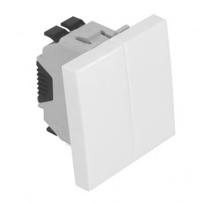 Выключатель-кнопка Efapel QUADRO 45, двухклавишный, без подсветки, 10А, 45х45 мм (ВхШ), цвет: белый матовый, 2 модуля (45156 SBM)