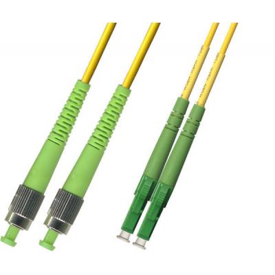 Комм. шнур оптический Hyperline, Duplex FC/LC (APC), OS2 9/125, LSZH, 5м, Ø 2мм, зелёный хвостовик, цвет: жёлтый