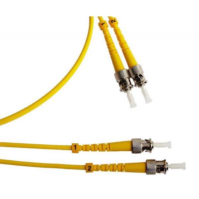 Комм. шнур оптический Hyperline, Duplex ST/ST (UPC), OS2 9/125, LSZH, 10м, Ø 2мм, синий хвостовик, цвет: жёлтый