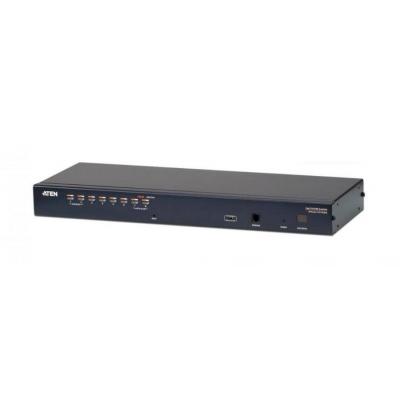 Переключатель KVM Aten, портов: 8, 44х160х433 мм (ВхШхГ), USB, RJ45, PS/2, цвет: чёрный