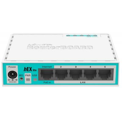 Маршрутизатор Mikrotik, HEX lite, портов: 5, LAN: 5, 28х89х113 мм (ВхШхГ), цвет: белый, RB750r2