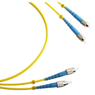 Комм. шнур оптический Hyperline, Duplex FC/FC (UPC), OS2 9/125, LSZH, 50м, Ø 2мм, синий хвостовик, цвет: жёлтый