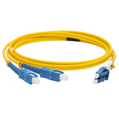 Комм. шнур оптический Lanmaster, Duplex SC/LC (UPC/UPC), OS2 9/125, LSZH, 2м, Ø 3мм, синий хвостовик, цвет: жёлтый