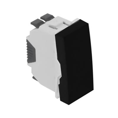 Перекрестный выключатель Efapel QUADRO 45, одноклавишный, без подсветки, 10А, 45х22,5 мм (ВхШ), цвет: чёрный матовый, 1 модуль (45050 SPM)