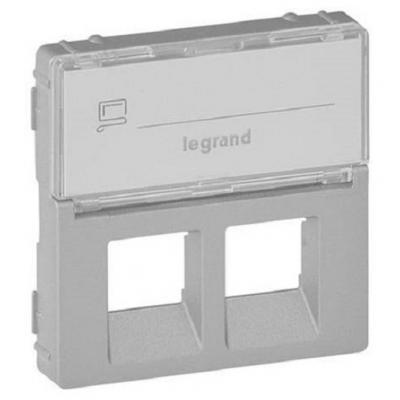 Лиц. панель розеточная Legrand Valena Life, 2х RJ45, 58х51 мм (ВхШ), плоская, с держателем маркировки для розетки RJ45, цвет: алюминий (LEG.755482)