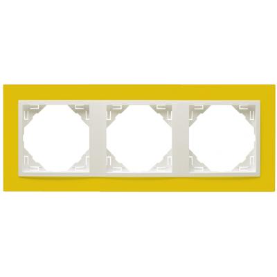 Рамка Efapel Logus90, 3 поста, плоская, универсальная, цвет: жёлтый/лёд (90930 TRG)
