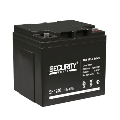 Аккумулятор для ИБП Security Force SF, 170х165х195 мм (ВхШхГ) 12 V 40 Ач, цвет: чёрный, (SF 1240)