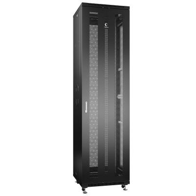 Шкаф серверный напольный Cabeus, IP20, 47U, 2277х600х600 мм (ВхШхГ), дверь: перфорация, боковая панель: сплошная, разборный, цвет: чёрный