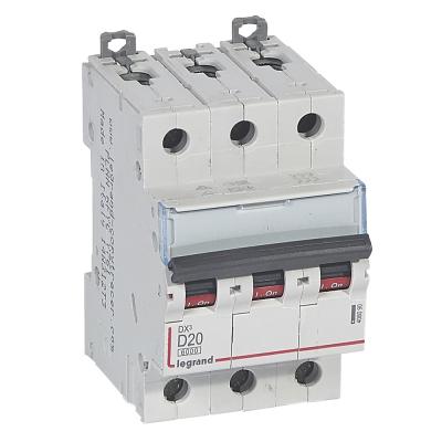 Автоматический выключатель Legrand DX3, 3 модуль, D класс, 3P, 20А, 10кА, (LEG.408090)