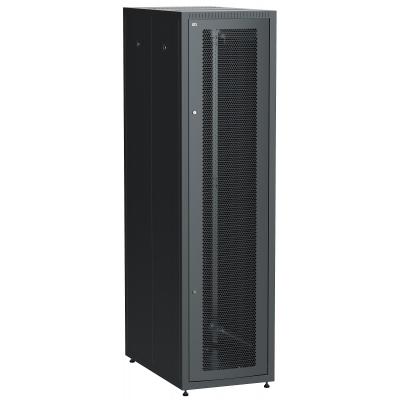 Шкаф серверный напольный ITK LINEA E, IP20, 47U, 2220х600х1000 мм (ВхШхГ), дверь: перфорация, боковая панель: сплошная съемная, разборный, цвет: чёрны