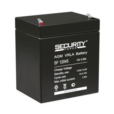 Аккумулятор для ИБП Security Force SF, 101х70х90 мм (ВхШхГ) 12 V 4,5 Ач, цвет: чёрный, (SF 12045)