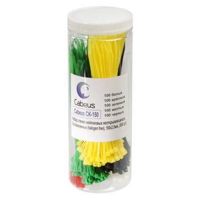 Стяжка кабельная Cabeus, неоткрывающаяся, 2,5 мм Ш, 150 мм Д, 500 шт, материал: нейлон, цвет: цветная