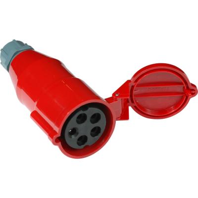 Вилка силовая Lanmaster, вилка IEC 309 16A 2P+E, 32А, для кабеля, вход мама, цвет: красный