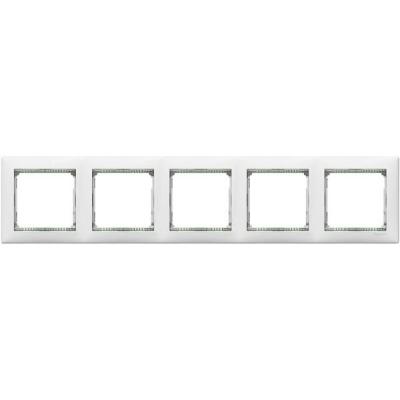 Рамка Legrand Valena, 5 постов, 82x366, 5x58x51, цвет: белый/кристалл, плоская, горизонтальная (LEG.774465)