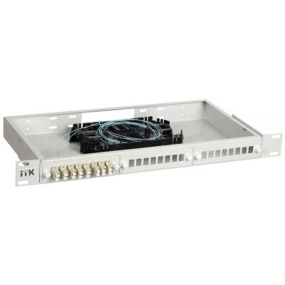 Кросс-панель ITK, 1HU, портов: 24 SC (Duplex) OM3, установлено адаптеров: 12невыдвижная, прямая, цвет: серый