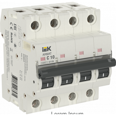 Автоматический выключатель IEK ARMAT, 4 модуль, C класс, 4P, 10А, 10кА, (AR-M10N-4-C010)