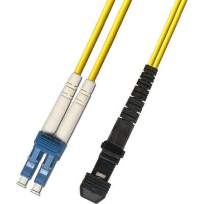 Комм. шнур оптический Hyperline, Duplex LC/MTRJM (UPC), OS2 9/125, LSZH, 2м, Ø 2мм, синий хвостовик, цвет: жёлтый