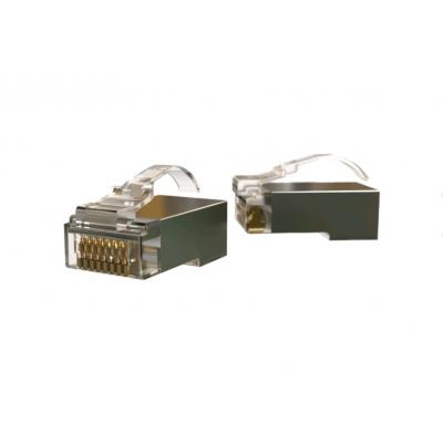 Разъём Hyperline PLEZ-8P8C-U-C6, RJ45(8p8c), кат. 6, экр., для одножильного и многожильного кабеля, 100 шт, цвет: прозрачный, язычек Arch