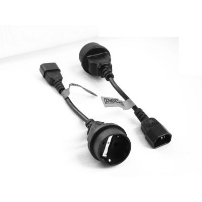 Силовой шнур Powercom, IEC 320 C14, вилка Schuko, 0.23 м, 10А, цвет: чёрный