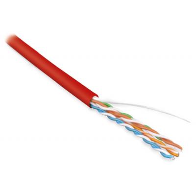 Кабель витая пара Hyperline UUTP4-C5E-S24-IN-PVC, PVC, U/UTP, кат. 5е, проводник Ø 0,51мм, 100м, тип прокладки: внутри зданий, цвет: красный