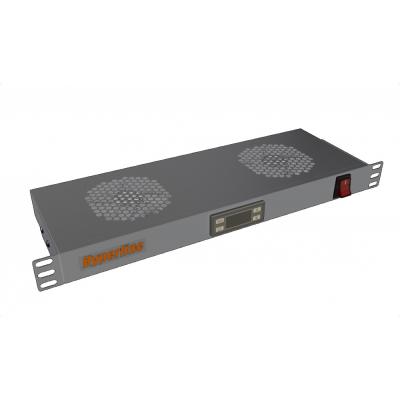 Вентиляторный модуль Hyperline TRFA-MICR, термостат, 220V, 1U, 45х170 мм (ВхГ), вентиляторов: 2, 43 дБ, поток: 300 м3/ч, для шкафов, цвет: серый