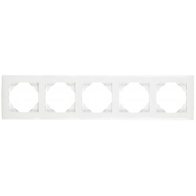 Рамка Efapel Logus90, 5 постов, плоская, универсальная, цвет: белый (90950 TBR)