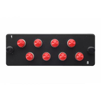 Планка Eurolan Q-SLOT, OM3 50/125, 8 х ST, Simplex, предустановлено 8, для слотовых панелей, цвет адаптеров: красный, монтажные шнуры, КДЗС, цвет: чёр