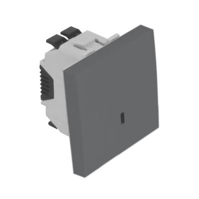 Выключатель-кнопка Efapel QUADRO 45, одноклавишный, с подсветкой, 10А, 45х45 мм (ВхШ), цвет: алюминий, 2 модуля (45162 SAL)