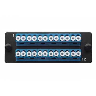 Планка Eurolan Q-SLOT, OS2 9/125, 12 х LC/UPC, Duplex, для слотовых панелей, цвет адаптеров: синий, цвет: чёрный