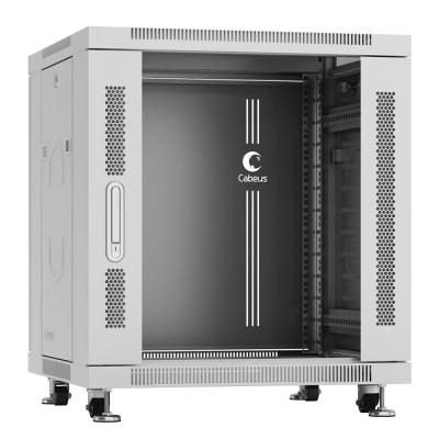 Шкаф телекоммуникационный напольный Cabeus, IP20, 12U, 730х600х600 мм (ВхШхГ), дверь: стекло, разборный, цвет: серый