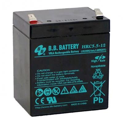 Аккумулятор для ИБП B.B.Battery HRC, 106х70х90 мм (ВхШхГ),  необслуживаемый электролитный,  12V/5,5 Ач, (BB.HRC 5.5-12)