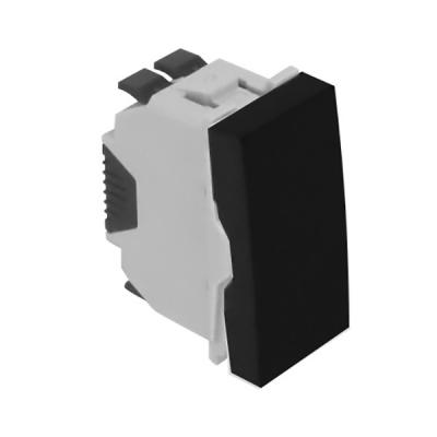Выключатель-кнопка Efapel QUADRO 45, одноклавишный, без подсветки, 10А, 45х22,5 мм (ВхШ), цвет: чёрный матовый, 1 модуль (45161 SPM)