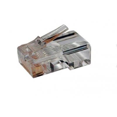 Коннектор Hyperline, RJ45(8p8c), кат. 3, неэкр., для одножильного и многожильного кабеля, 100 шт, цвет: прозрачный