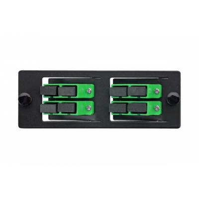 Планка Eurolan Q-SLOT, OS2 9/125, 4 х SC, Duplex, предустановлено 4, для слотовых панелей, цвет адаптеров: зеленый, наклонные, монтажные шнуры, КДЗС, 