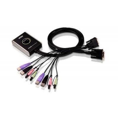 Переключатель KVM Aten, Petite, портов: 2, 25х78х111 мм (ВхШхГ), USB, цвет: чёрный