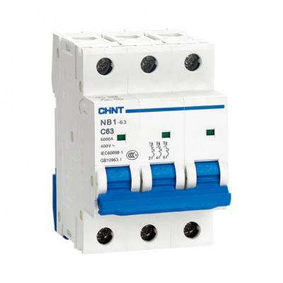 Автоматический выключатель CHINT NB1-63, 3 модуль, D класс, 3P, 16А, 6кА, (CNT.179714)