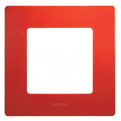 Рамка Legrand Etika, 1 пост, 86х86х10 мм (ВхШхГ), плоская, универсальный, цвет: красный (LEG.672531)