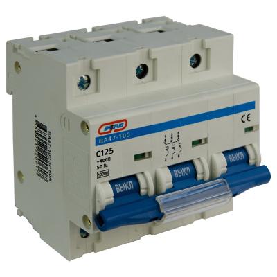 Автоматический выключатель Энергия ВА 47-100, 3 модуль, C класс, 3P, 125А, 10кА, (Е0301-0119)