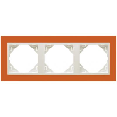 Рамка Efapel Logus90, 3 поста, плоская, универсальная, цвет: оранжевый/лёд (90930 TJG)
